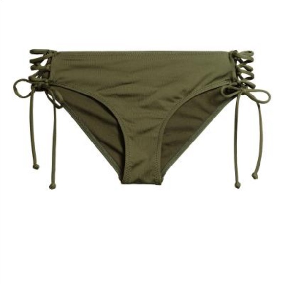 NWOT H&M Lace Up Bikini Bottom Khaki Green - Picture 1 of 7